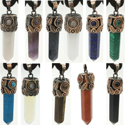 Malachite Tiger Eye Lapis Lazuli Howlite Crystal Carnelian Jaspe Pendant Bead WB762