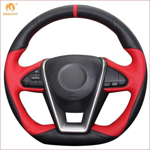 MEWANT Black Red Genuine Leather Car Steering Wheel Cover for Nissan Lannia 2015 Maxima 2016 Interior Accessories Parts