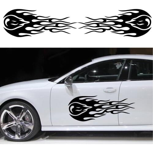 6pcs Car side door front and rear bumper paste mirror hood sticker flame totem vinyl DIY Car Sticker