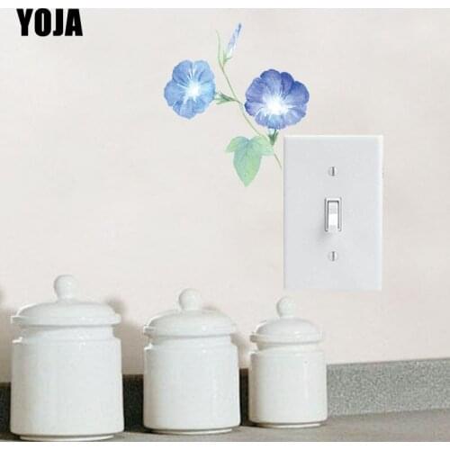 YOJA Classic Painting Style Blue Cute Morning Glory Flower PVC Switch Sticker Wall Decal 15SS0121