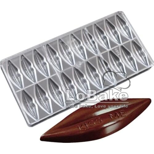 New arrivals 20 cavities lip shape with English words kiss me hard PC Polycarbonate chocolate mold fondant molds baking tools