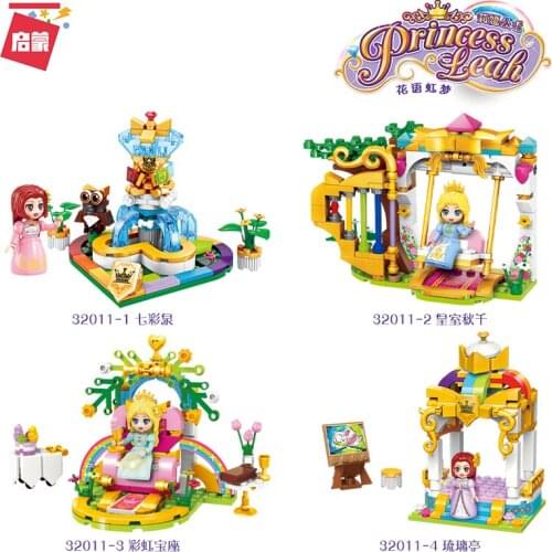 Education Bricks Toys Gift Enlighten 32011 Leah Princess Flower Language Rainbow Dream Building Blocks Girl DIY birthday Gifts
