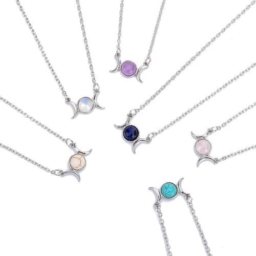 Simulated Turquoises Necklace Silver Stone Necklace Gift for Mom Birthday Gift For Her Dainty Elegant Chain Unique Girlfriend