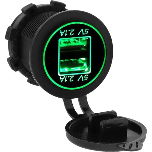 1pc 5V 4.2A Durable Waterproof IP65 Double Aperture Dual USB Vehicular Charger Adapter Applicable Fit for Auto /Motorbike /Boat