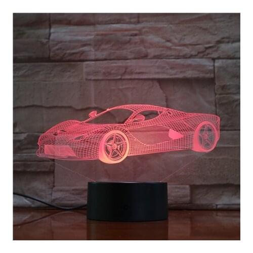 Remote Control Super New Car Night Light LED Vision Stereo Acrylic Panel Table Decoration 7 Colors Change Bedroom Lamp GX1628