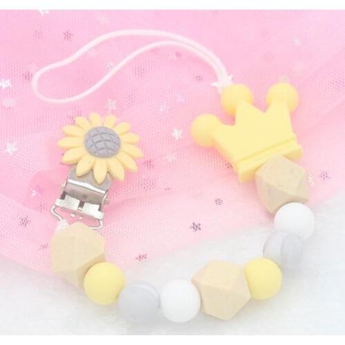 1 Pcs Silicone Beads Metal Holder Infant Feeding Teething Chew Toys Baby Products Pacifier Clip Dummy Clips for Baby Wholesale