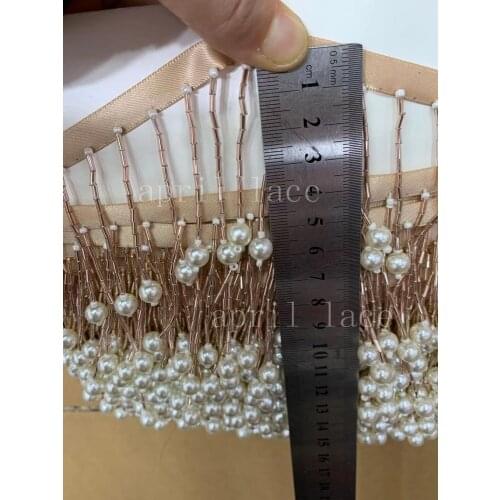 Ss014 # 10yards one bag 5cm nude gold fringe tassel for bridal gown wedding/dress decoration