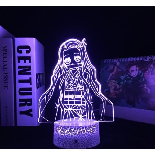Demon Slayer Anime Nezuko LED Light for Child Birthday Gift Bedroom Decor Night Light Acrylic 3D Room Desk Lamp Kimetsu No Yaiba
