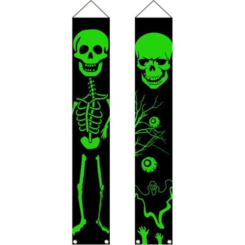 Halloween Couplets Luminous Door Curtain Party Supplies Decoration Indoor/Outdoor Noctilucous 1 Pair Festival Decor Banners