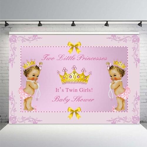 Gender Reveal Theme Party Photo Background Newborn Baby Shower Backdrop Royal Style Crown Gift Pink Blue Curtain Bokeh Backdrops