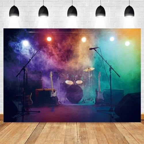 Yeele Colorful Smoke Fog Music Drum Kit Guitar Photography Backdrop Personalized Photographic Backgrounds For Photo Studio