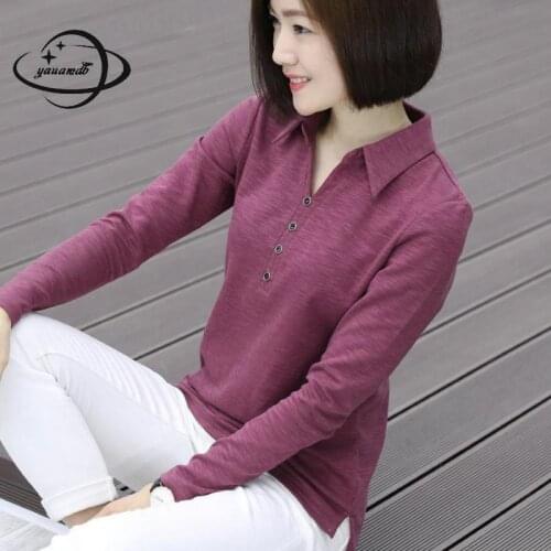 Women Polo Shirts Spring&autumn M-4xl Female Tops Tees Clothing Long Sleeve Solid Color Office Ladies Clothes Y89