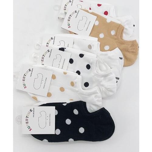 Woman Socks Cute Dot Cotton Skarpetki Damskie Vintage Ankle Socks Chausette Femme Meias Feminina Women Sock