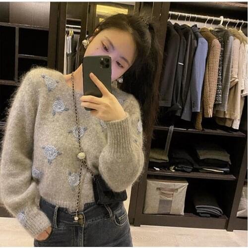 Spring and autumn 2020 new design feeling loose and thin round neck Knitted Top Pullover Sweater for women