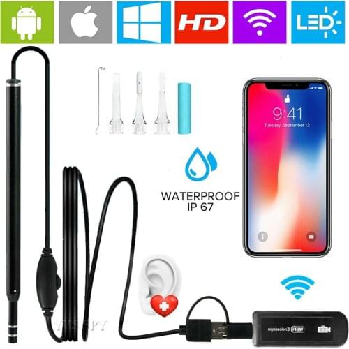 5.5mm Endoscope with Wifi Box 6 LED 720P HD Video Mini Camera Borescope Waterproof Inspection Tube Cam for iPhone Android Phone