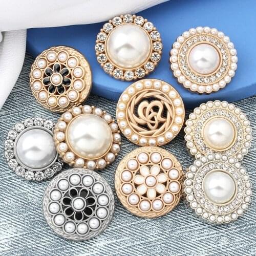 5Pcs/lot 15-25mm Round metal pearl buttons High-end cashmere coat coat jacket womens clothing decorative buttons C136