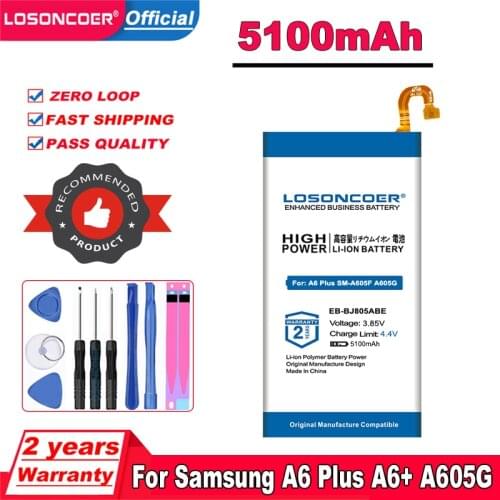 5100mAh For Samsung Galaxy A6 Plus A6+ SM-A605F A605G A6050 A605K A605FN A605GN J805 EBBJ805ABE EB BJ805ABE EB-BJ805ABE Battery
