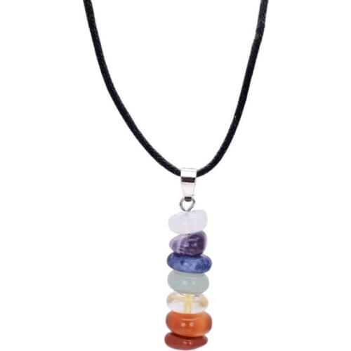 7 Chakra Natural Stone Crystal Pendant Necklace for Women Men Irregular Beaded Drusy Quartz Jewelry Gifts Souvenirs Hot