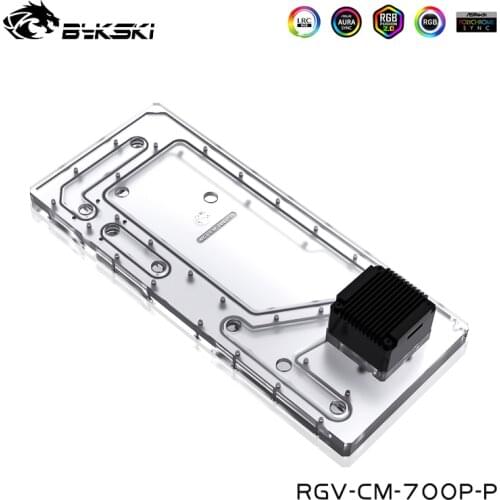 BYKSKI Acrylic Distro Plate For Cooler Master C700P700M Cabinet ,RGB Water Tank ,Single 360MM Mount Design, RGV-CM-700P-P