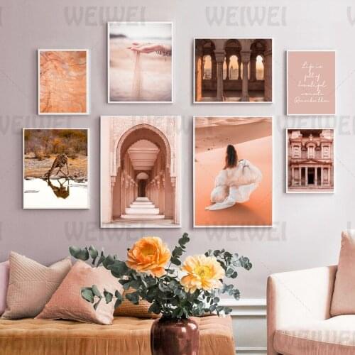 Architectural Depth Visual Sense Home Decoration Painting Sunset Light and Shadow Living Room Wall Canvas Poster Deer Drinking