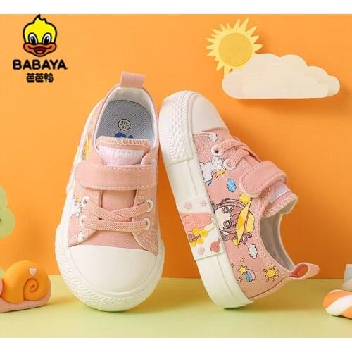 Babaya Girls Canvas Shoes 1-3 Years Old Baby Walking Shoes Cartoon Cloth Breathable Kids Shoes for Girl New 2021 Spring