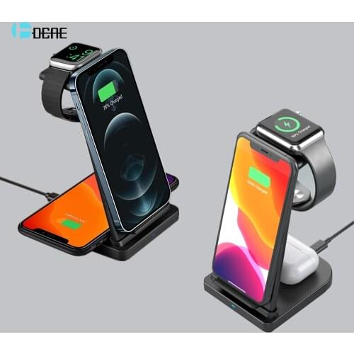 15W Qi Wireless Charger For iPhone 12 11 XS XR X 8 Samsung S21 3 in 1 Fast Charge Station for Apple Watch 6 5 4 3 2 AirPods Pro