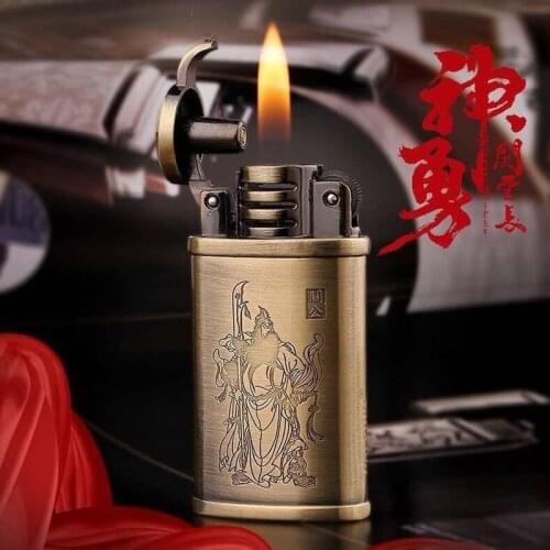 Dolphin Bronze Engraving Retro Lighter Metal Flint Grinding Wheel Creative Nostalgic Gas Inflatable Windproof Cigarettes Gadgets