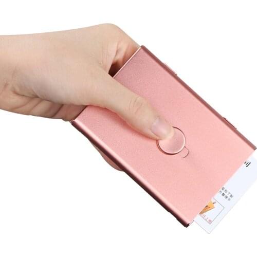Stainless Steel Push Card Box Small Business Card Holder Case Name Card Box Organizer Portable Pocket Name Card Holder Stock