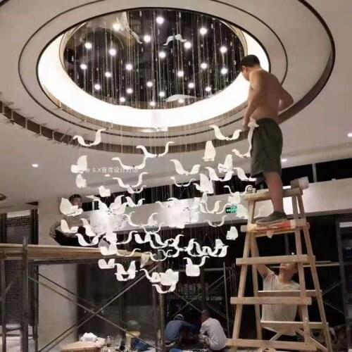 Flying bird seagull bird art shop decoration sales office hotel sand table duplex corridor designer hanging lamps