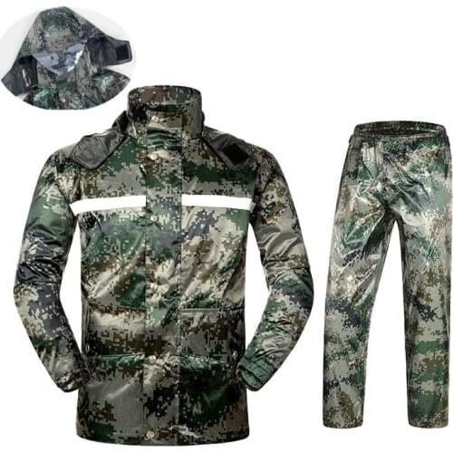 Raincoat Rain Pants Suit Men Women Camouflage PVC Waterproof Hooded Split Poncho Outdoor Riding Fishing Camping Hiking Raincoat