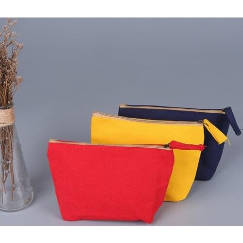 1pc Canvas Zipper Pencil Case Pencil Bag Stationery Storage Bag Organizer School Supplies Pouch Bag Travel Diy Craft Makeup Bags