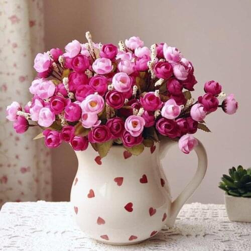 Artificial Rose Silk Simulation Flowers 18 Heads Multicolor Camellia Peony Bouquet Home Decor Room Decoration High Quality 2021