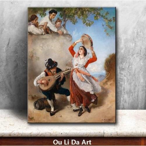 Classical court figures boy girl classical music oil painting canvas printing printed on canvas wall art decoration picture