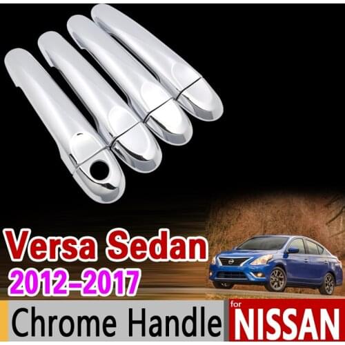 For Nissan Versa Sedan 2012 - 2017 Chrome Door Handle Cover Trim Set Latio Almera Renault Scala 2013 2014 2015 2016 Car Styling