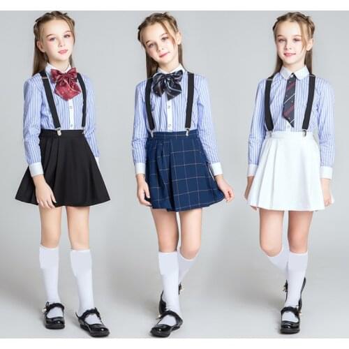 Girls Students Clothing Sets Autumn Winter Toddler Girls British Clothes Outfit Kids Tracksuit For Girl School Blouse Skirt Suit