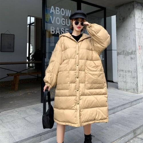 2020 Womens Winter Jacket White Duck Down Coat Long Down Parka Female Thick Warm Hooded Windproof Puffer Jacket Snow Outerwear