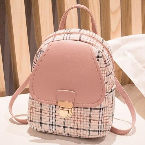 Mini Backpack Crossbody Bag For Teenage Girl Plaid Women Shoulder Phone Purse Korean Style New Trendy Female 2021