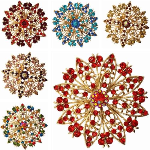 Fashion Flower Shape Alloy Rhinestone Brooch Ladies Clothing Pin Brooch Jewelry Accessories For Women Gifts BA070