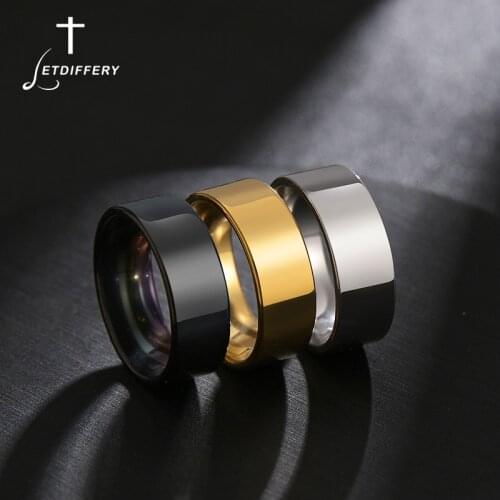 Letdiffery 8mm Smooth Men Rings Simple Stainless Steel Women Couple Jewelry Birthday Gifts