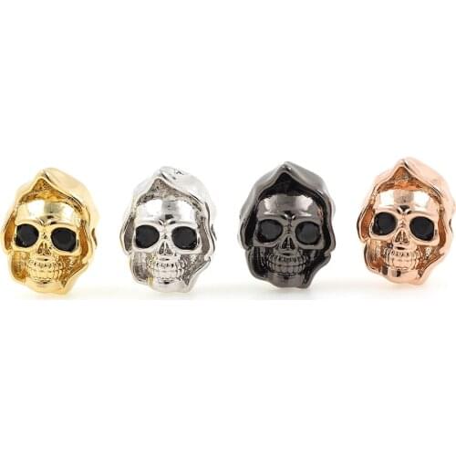 Men Gifts 3D Hollow Copper Skeleton Skull Spacer Beads for DIY Bracelets Necklaces Jewerly Making 10x13x10MM
