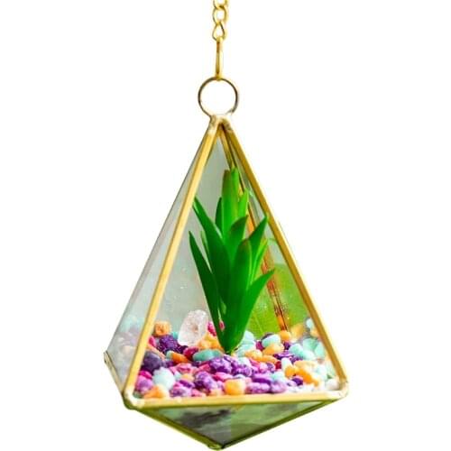 Wall Hanging Geometric Terrarium Modern Indoor Opening Polyhedron Pot Containers N0HE