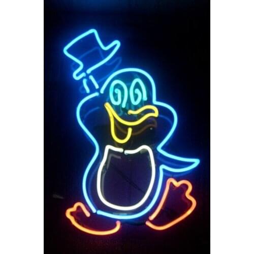 Neon Sign Dancing penguin with hat glass tubes resterant decorate Coffee Tea room light Home Hotel DISPLAY Impact Attract light