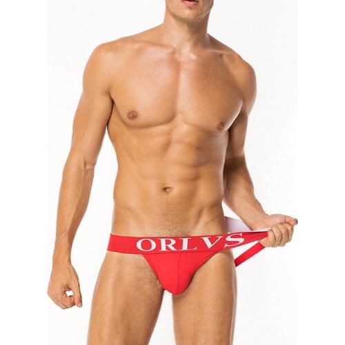 ORLVS Gay Underwear Man Thongs Cotton Low Waist Hip Hot Open Bottom Sexy Lingerie Erotic Homens Briefs Fashion Underpants 3PCS