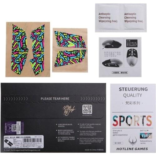 Original Hotline Games Mouse Skates Side Stickers Sweat Resistant Anti-slip Grip Tape for logitech G102 G304 [Aurora]