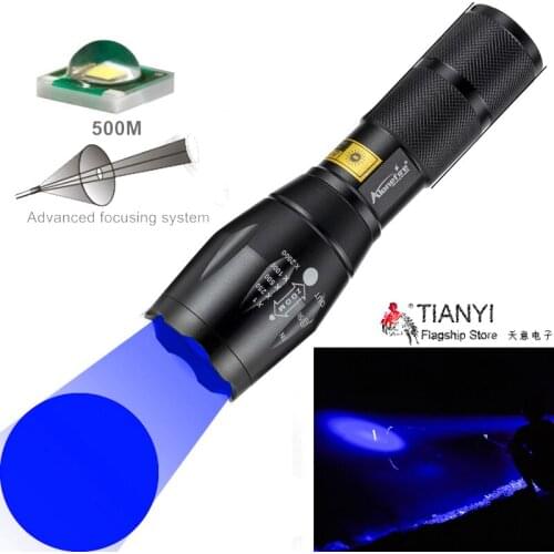 Rechargeable Ultra Bright Fishing Flashlight Night Fishing Blue Outdoor Flashlight Strong Glow XPE Rechargeable Home LED