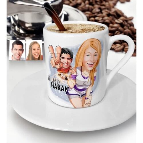 Personalized Valentine Caricature Of Turkish Coffee Fincanı-30