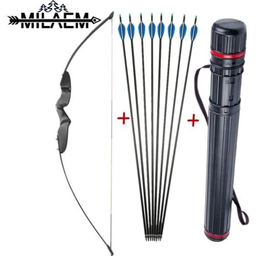 40lbs Archery Straight Recurve Bow With 6Pcs Fiberglass Arrow And Quiver Powerful Bow Outdoor Sport Hunting Shooting Accessories