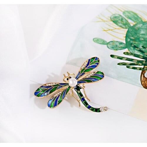 Retro Rhinestone Cute Dragonfly Brooches For Women Pins Silk Scarf Buckle Insect Brooch Corsage Female Fashion Jewelry Gifts
