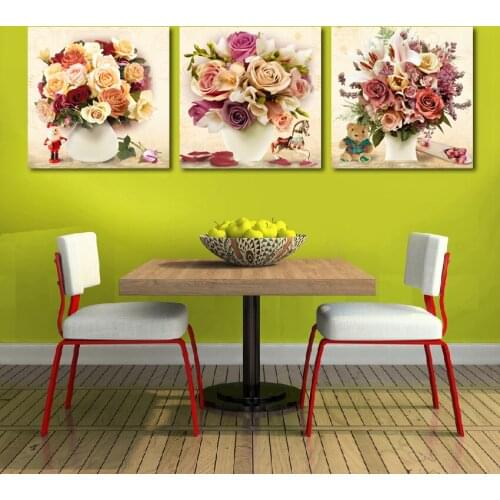 SPLSPL Nordic Decoration Home Posters Vintage Vase Flower Girls Room Decor Hd Print Canvas Oil Painting Wall Picture for Kitchen