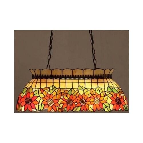 Mediterranean art European tiffany style sunflower pendant lamp rectangle dining room lamp